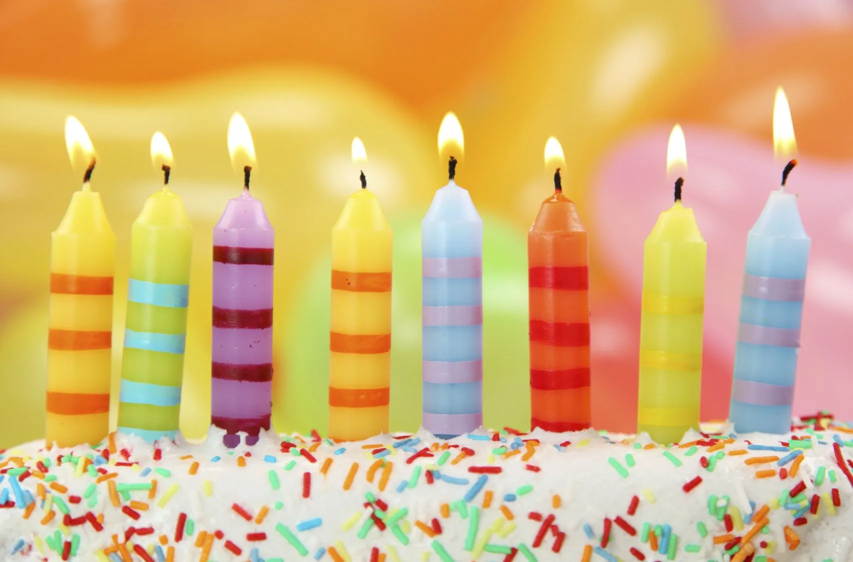 A line of birthday candles