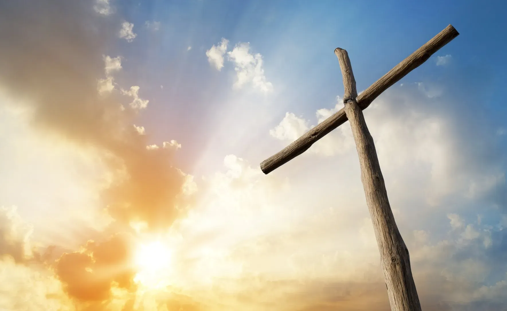 A cross with a sky background