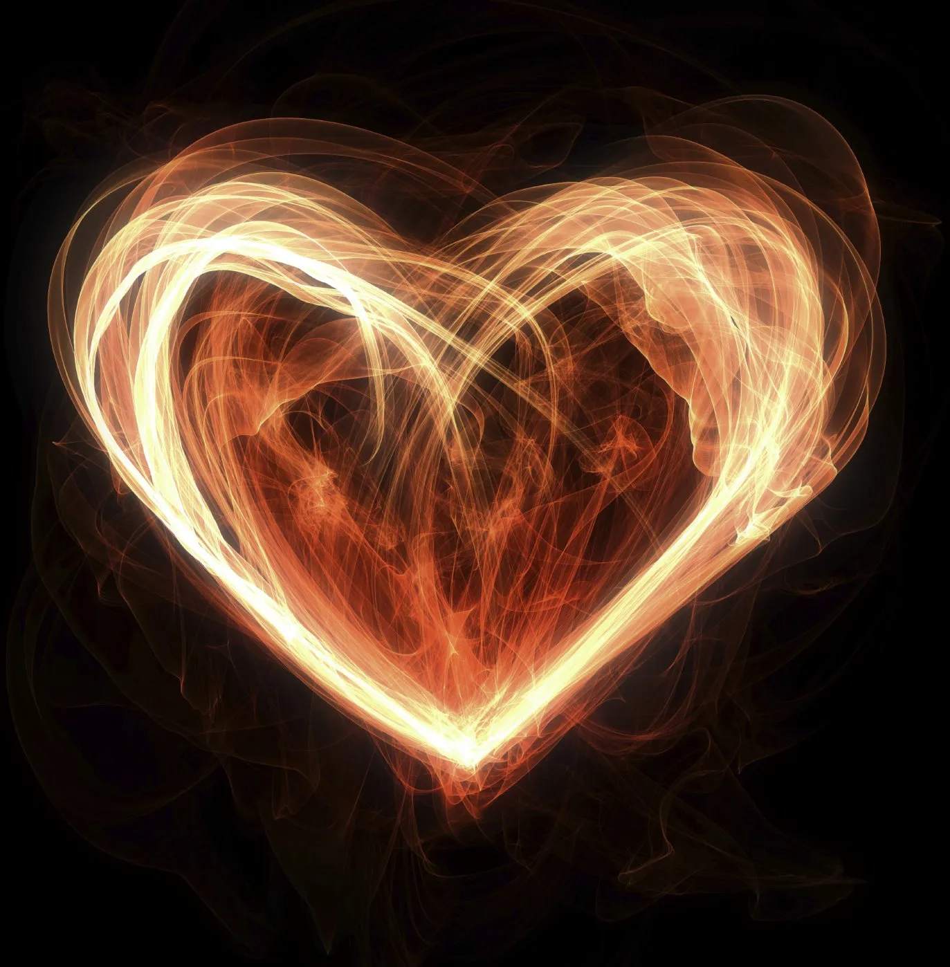 A glowing heart outline against a black background