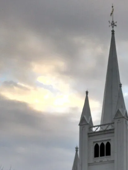 The steeple of a church