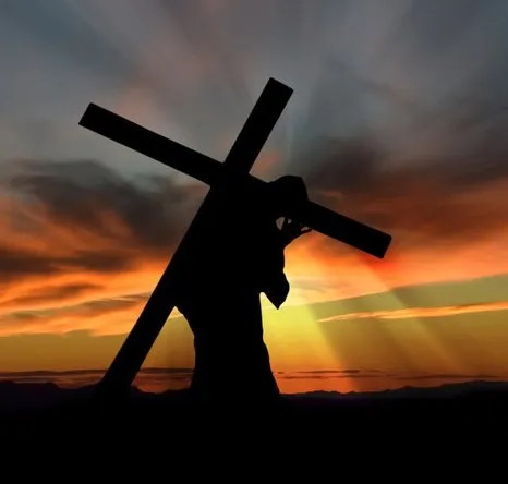 A depiction of Jesus carrying the cross.