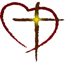 A drawn heart and cross